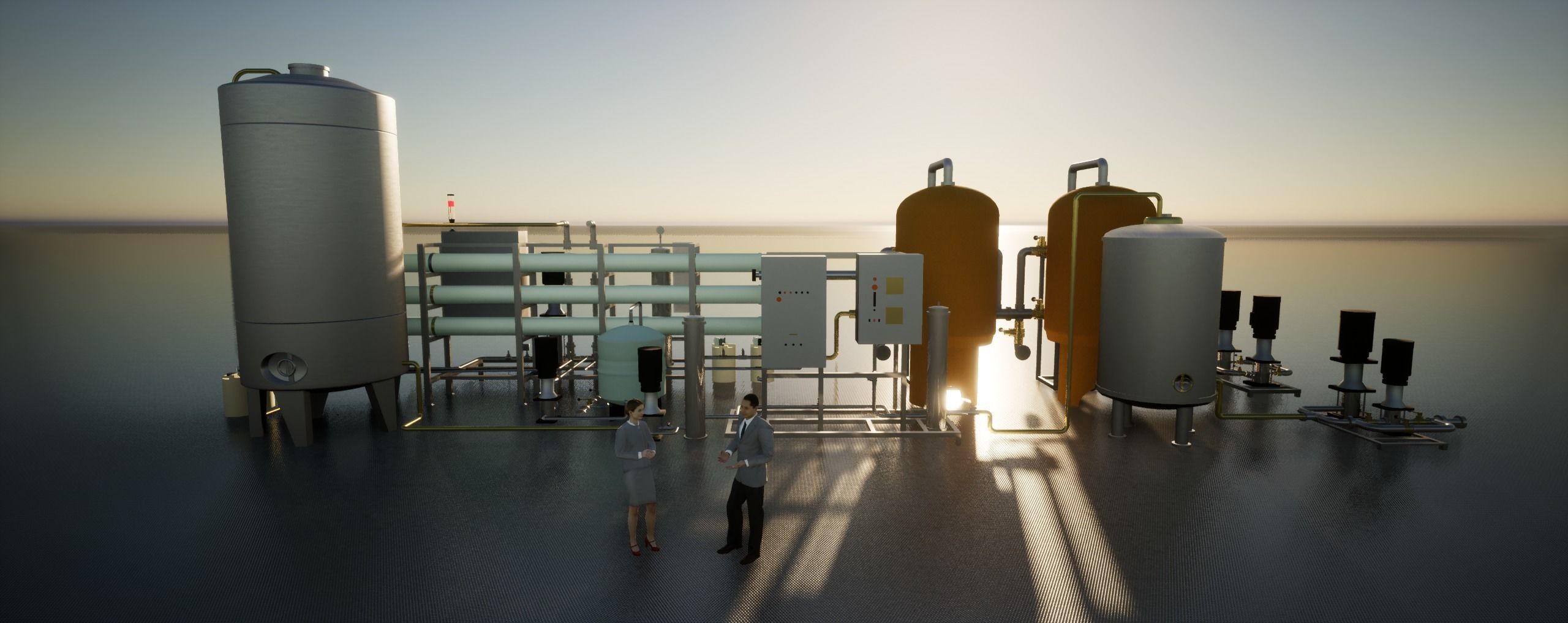 Reverse Osmosis RO System For Mineral Water Plant Low-poly 3D model_13