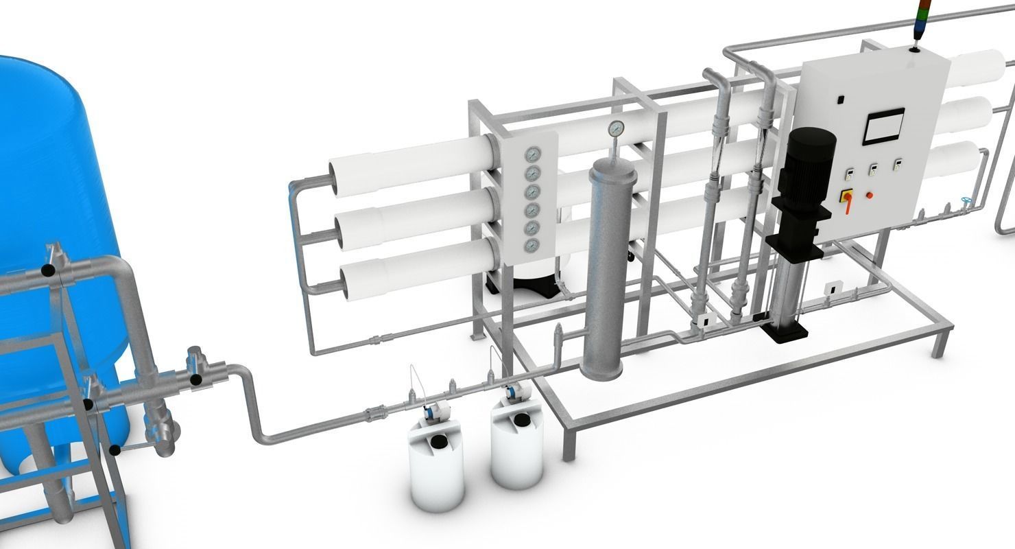 Reverse Osmosis RO System For Mineral Water Plant Low-poly 3D model_28