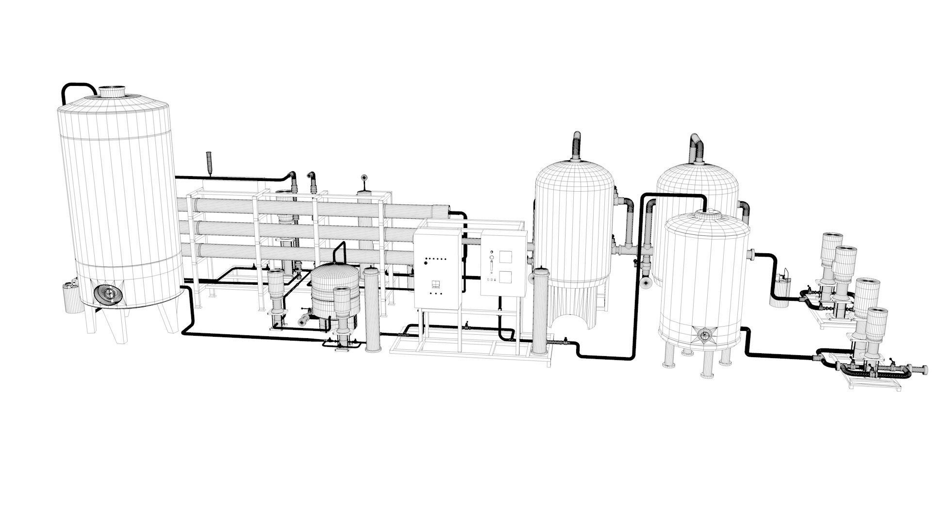 Reverse Osmosis RO System For Mineral Water Plant Low-poly 3D model_26