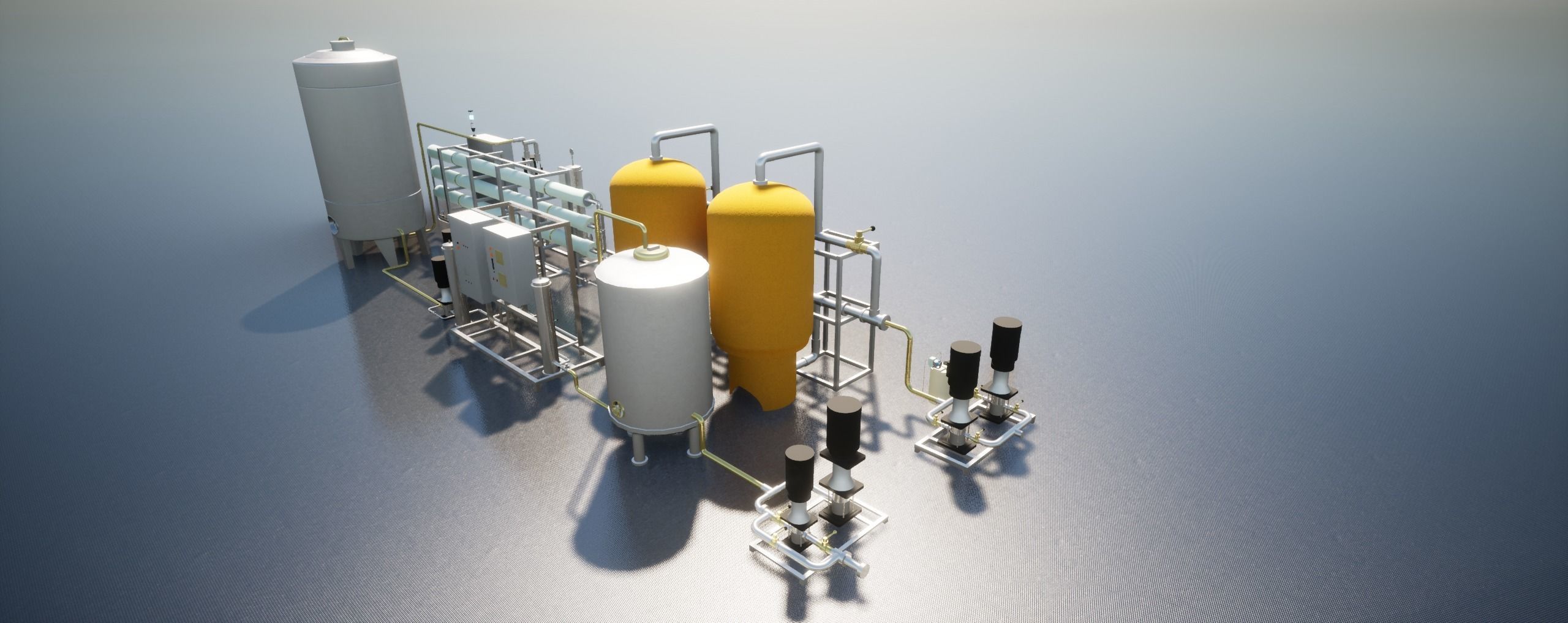Reverse Osmosis RO System For Mineral Water Plant Low-poly 3D model_3