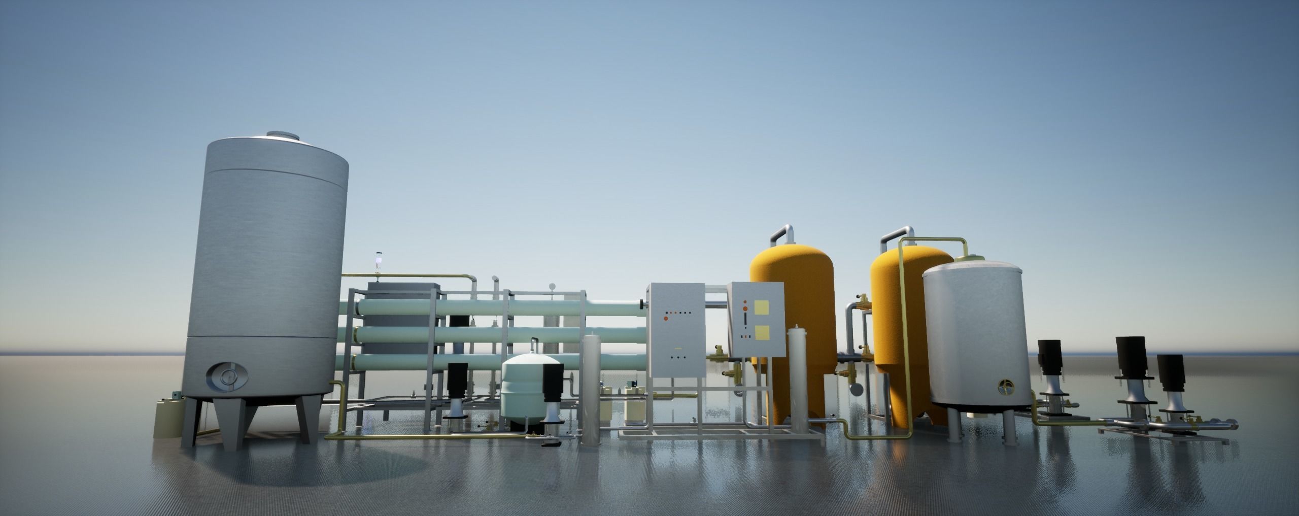 Reverse Osmosis RO System For Mineral Water Plant Low-poly 3D model_11