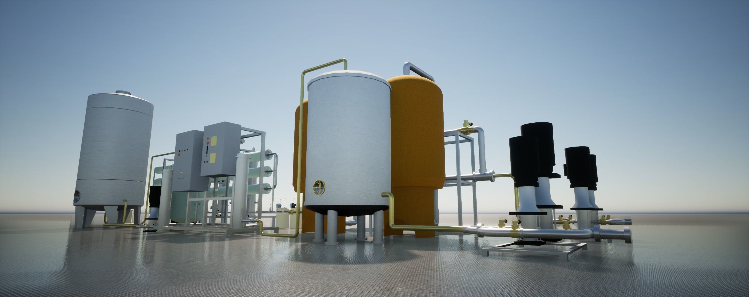 Reverse Osmosis RO System For Mineral Water Plant Low-poly 3D model_12
