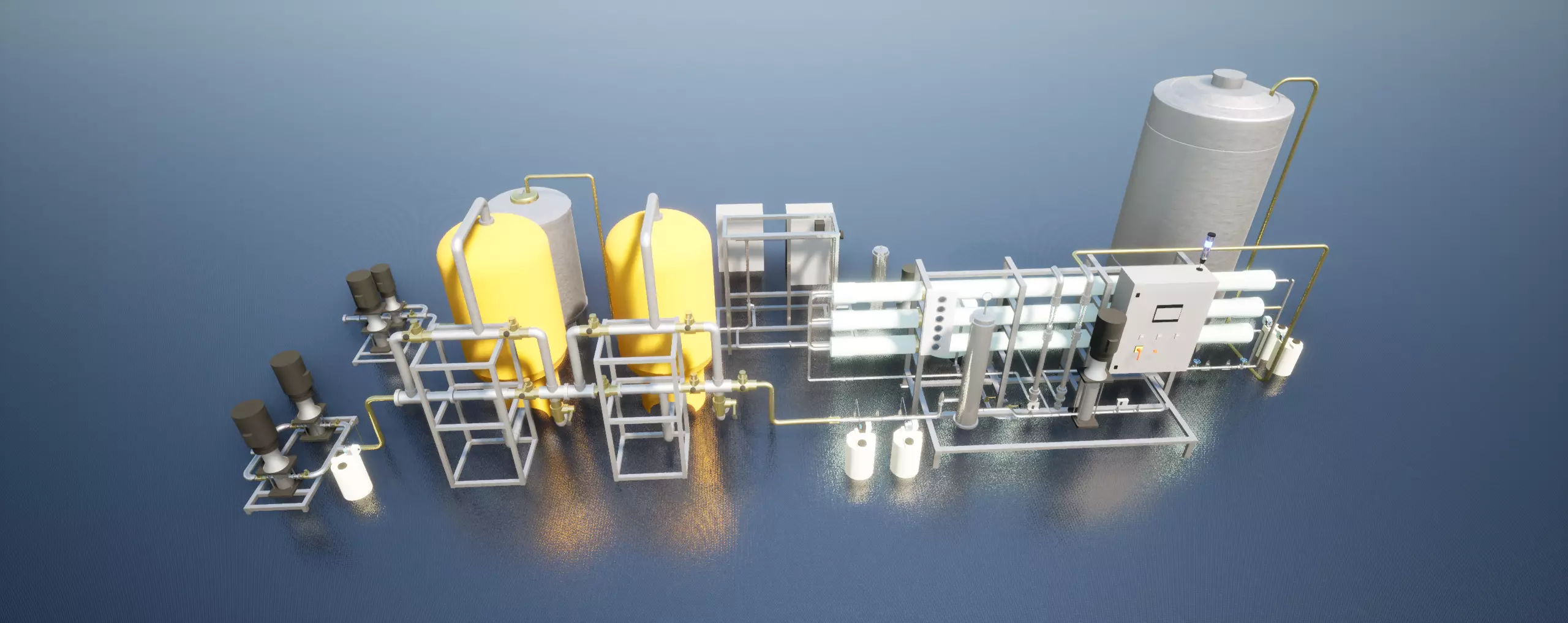 Reverse Osmosis RO System For Mineral Water Plant Low-poly 3D model_0