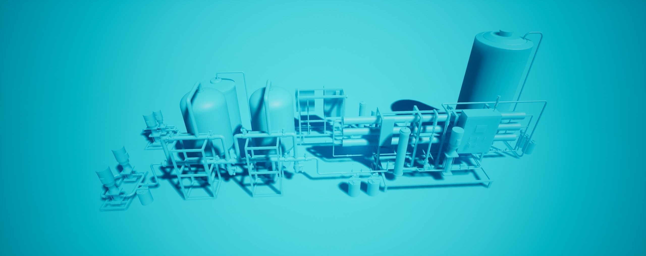 Reverse Osmosis RO System For Mineral Water Plant Low-poly 3D model_34