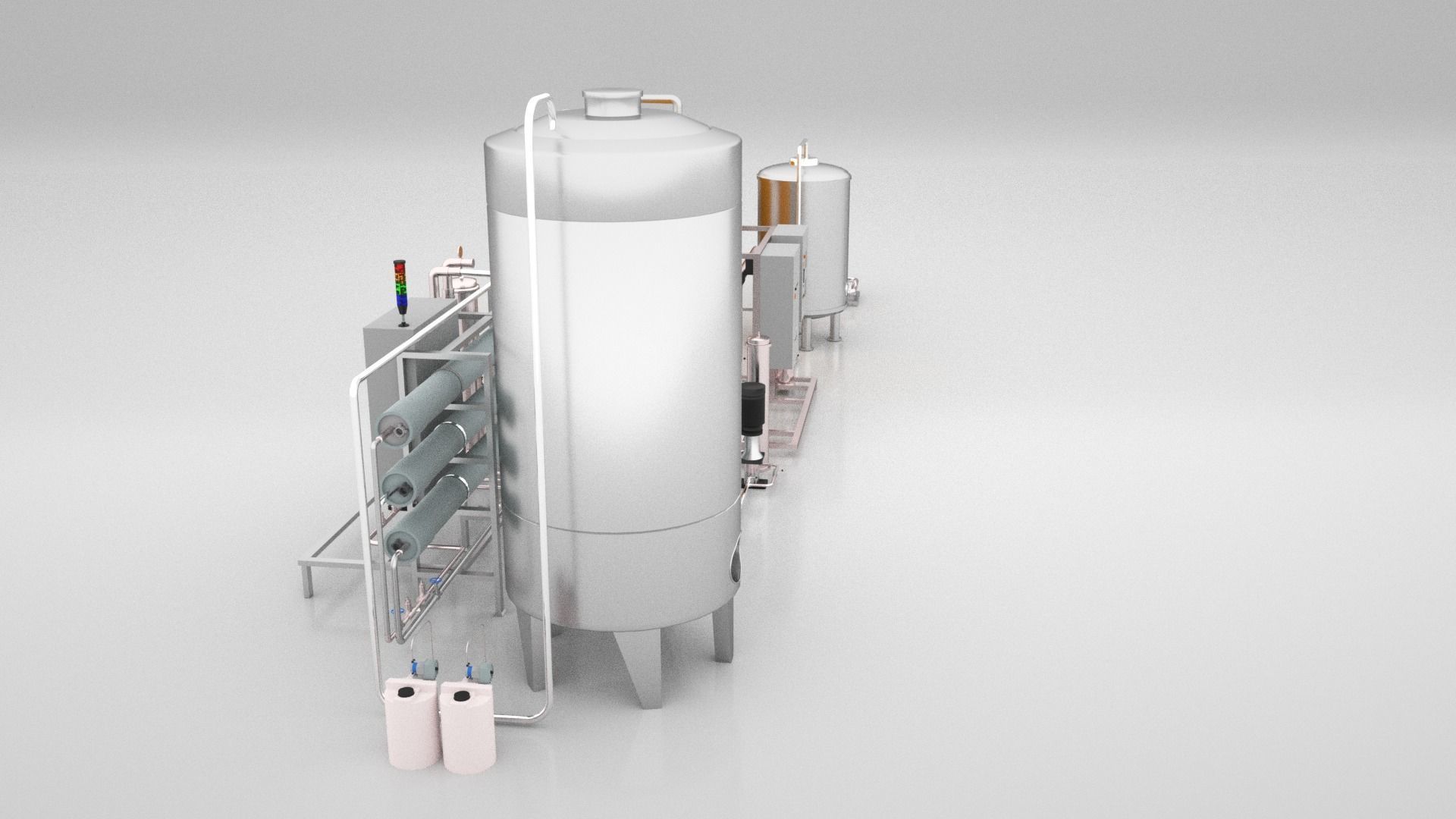 Reverse Osmosis RO System For Mineral Water Plant Low-poly 3D model_16