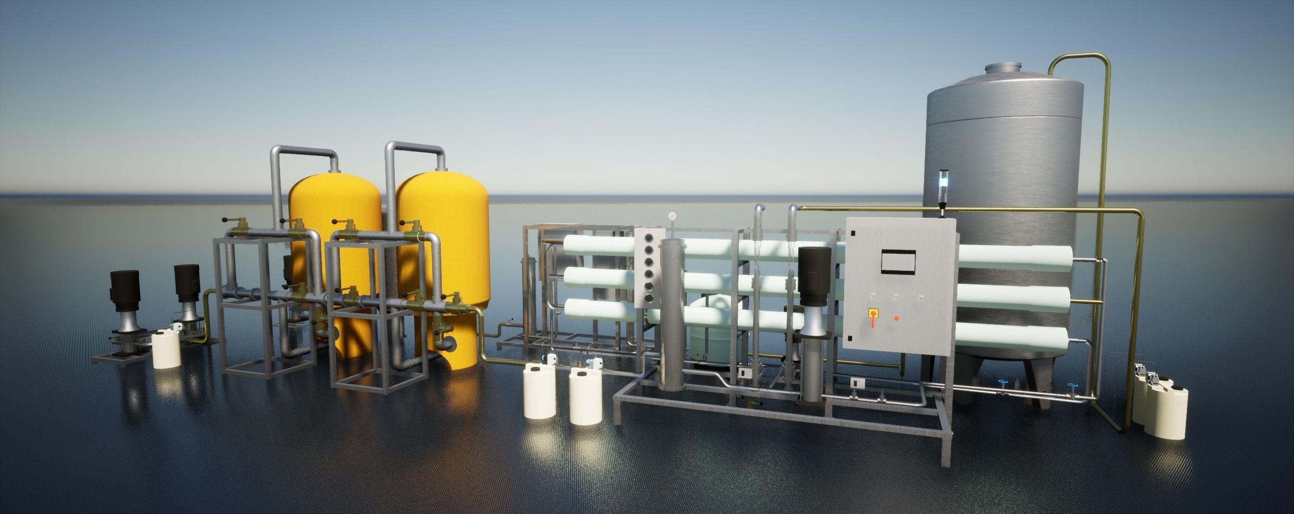 Reverse Osmosis RO System For Mineral Water Plant Low-poly 3D model_1