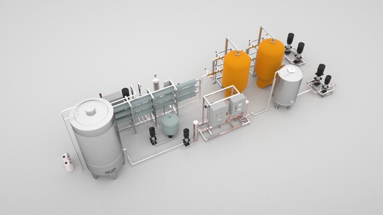 Reverse Osmosis RO System For Mineral Water Plant Low-poly 3D model_20