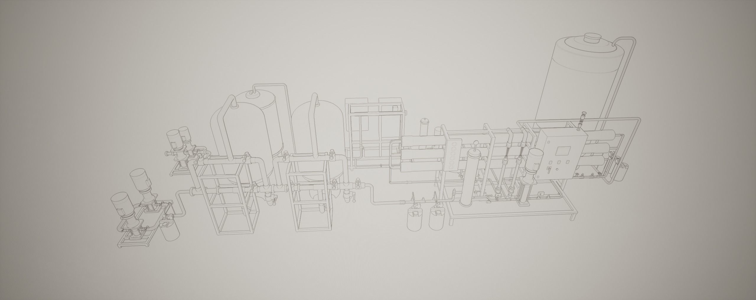 Reverse Osmosis RO System For Mineral Water Plant Low-poly 3D model_29