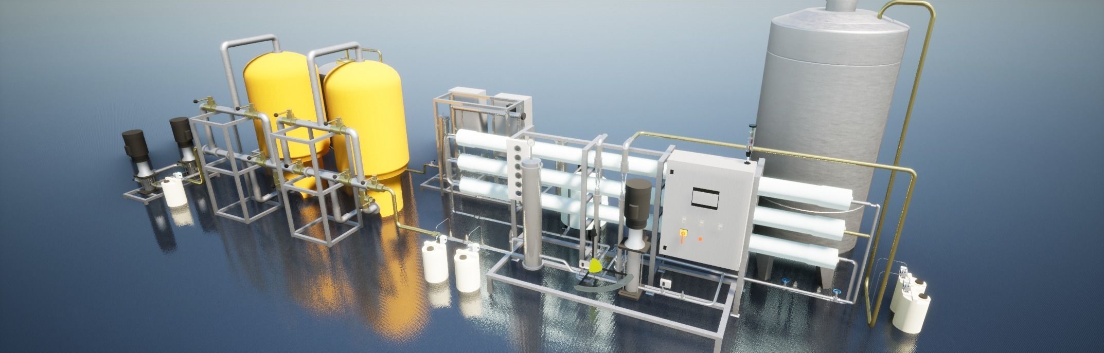 Reverse Osmosis RO System For Mineral Water Plant Low-poly 3D model_10