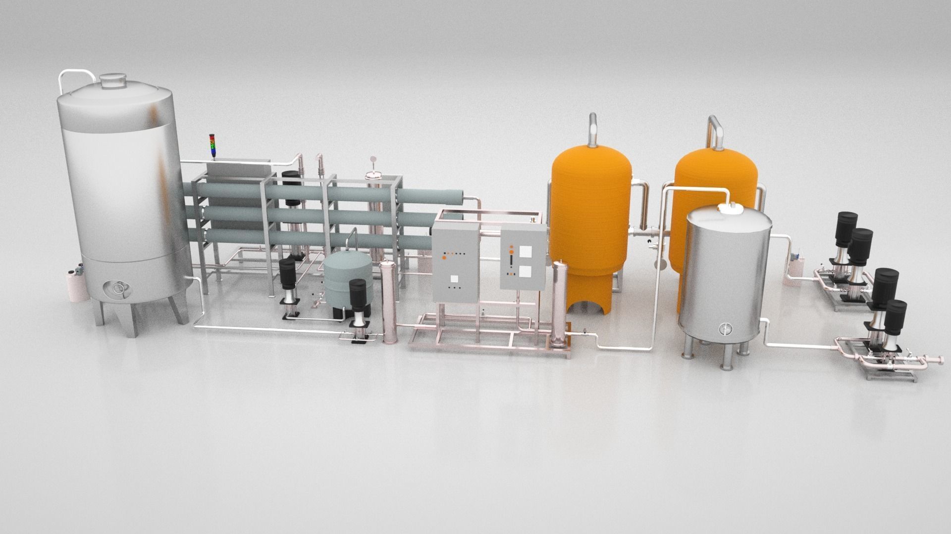 Reverse Osmosis RO System For Mineral Water Plant Low-poly 3D model_17