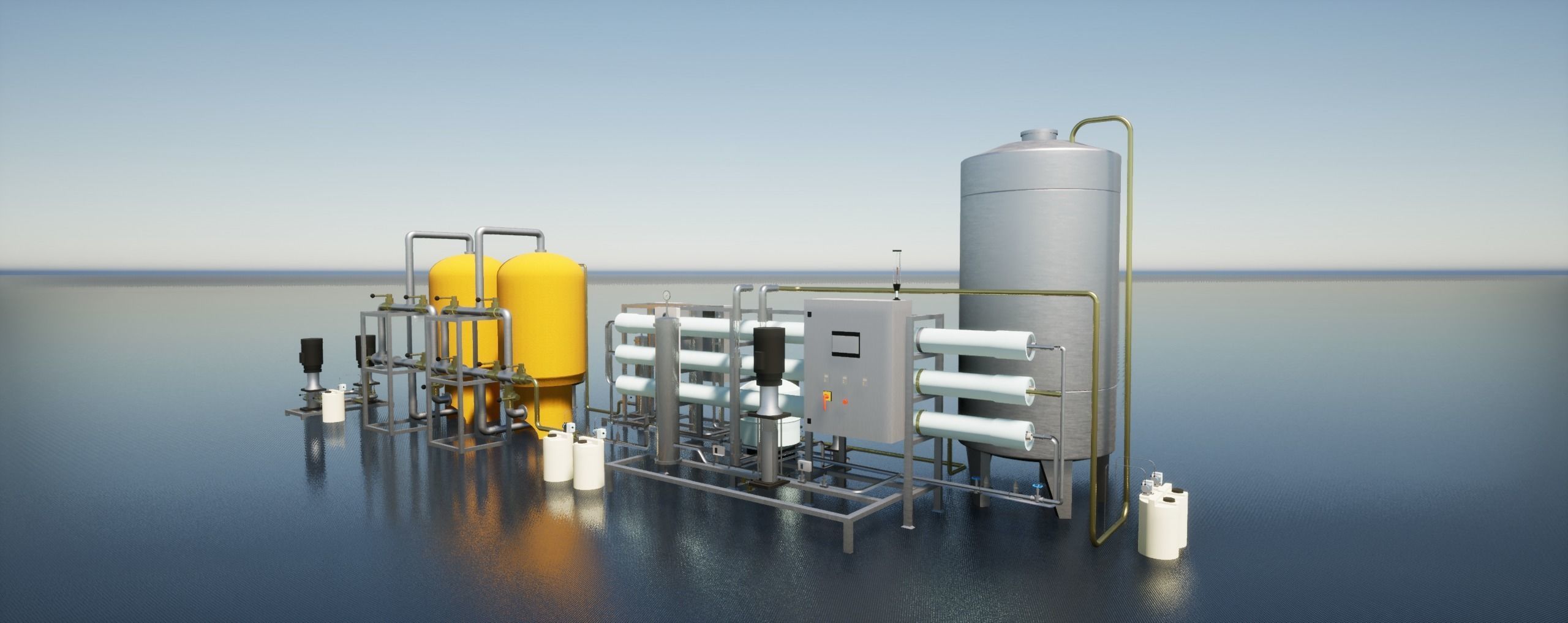 Reverse Osmosis RO System For Mineral Water Plant Low-poly 3D model_7