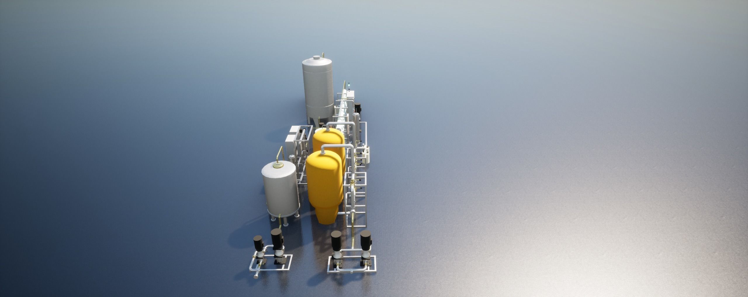 Reverse Osmosis RO System For Mineral Water Plant Low-poly 3D model_4