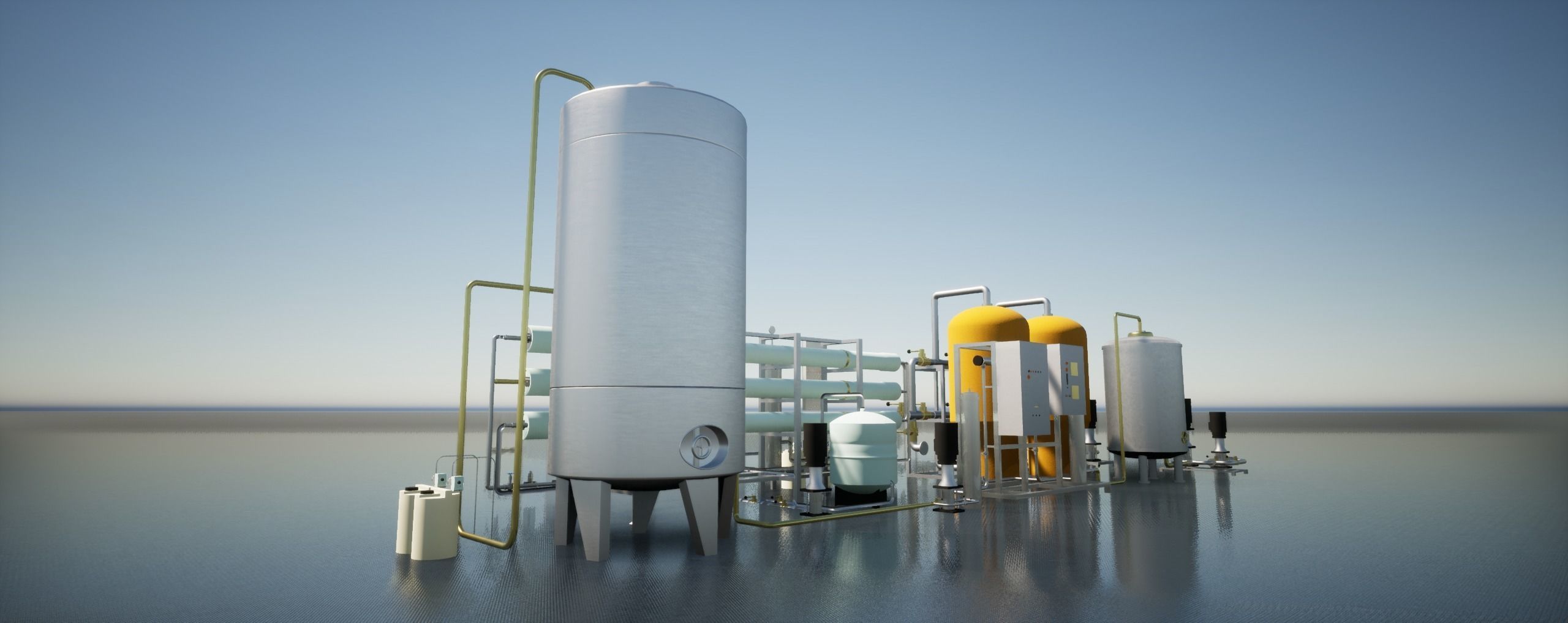 Reverse Osmosis RO System For Mineral Water Plant Low-poly 3D model_9