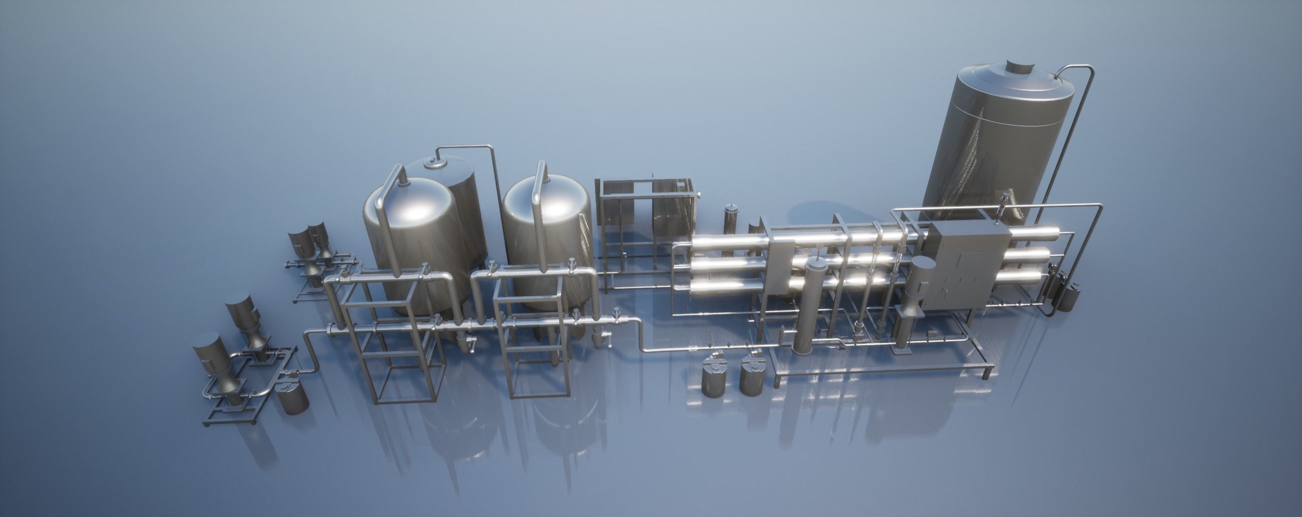Reverse Osmosis RO System For Mineral Water Plant Low-poly 3D model_33