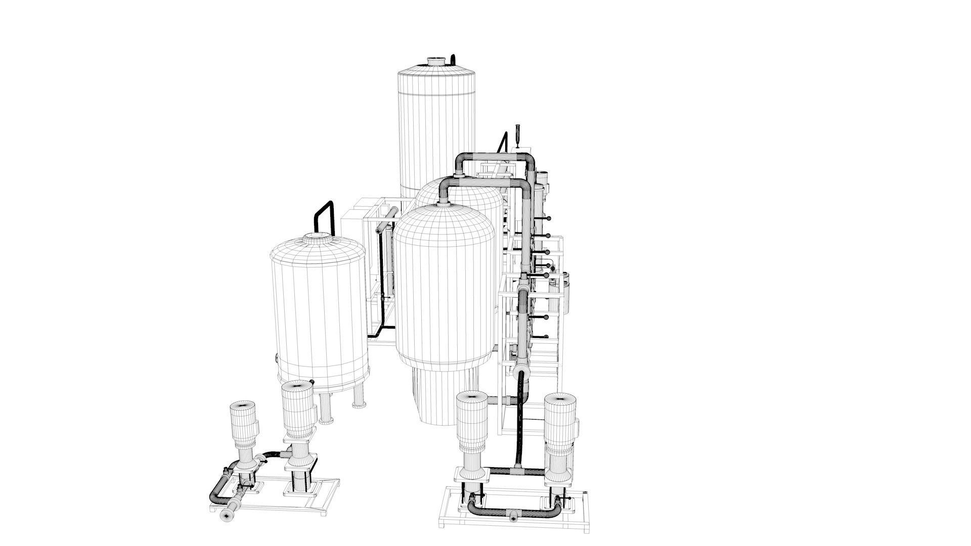 Reverse Osmosis RO System For Mineral Water Plant Low-poly 3D model_25