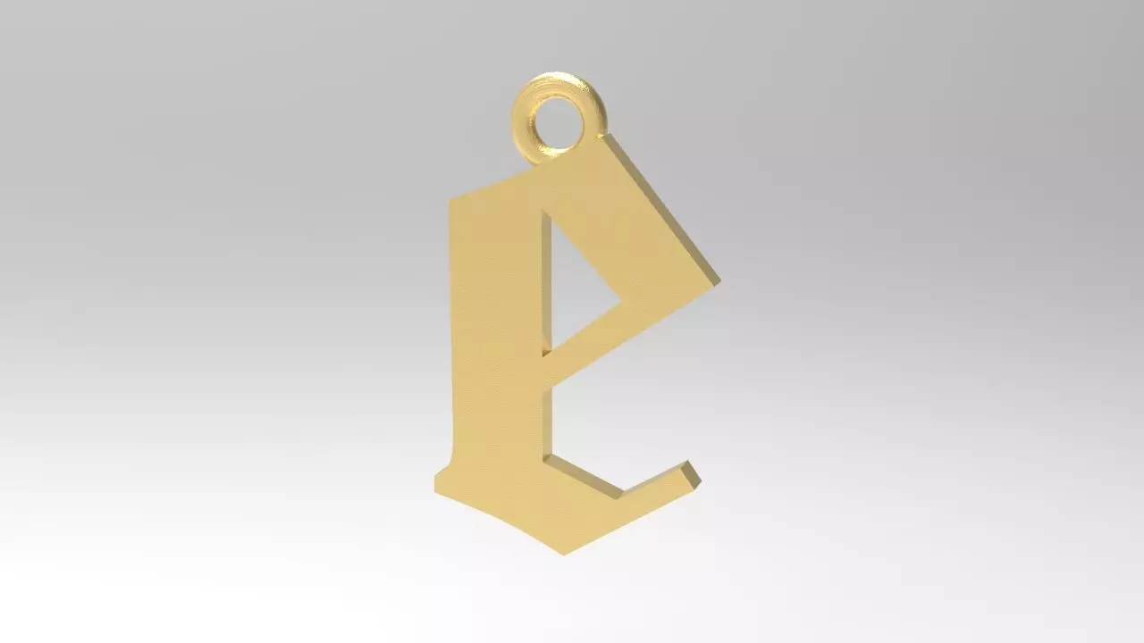 Gothic Alphabets Little E Pendants 3D print model_0