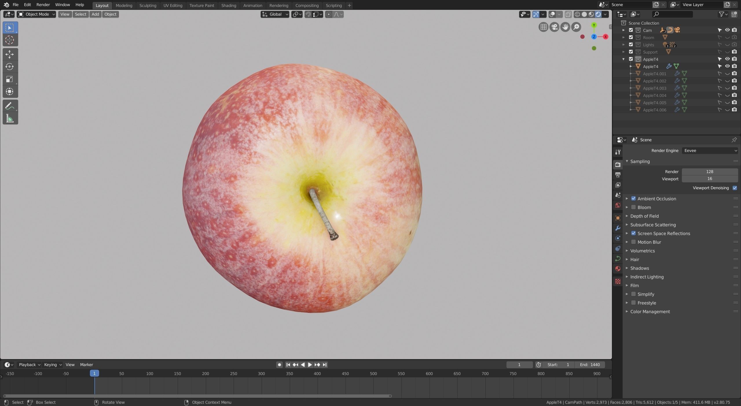 Red Yellow Apple  Free 3D model_9