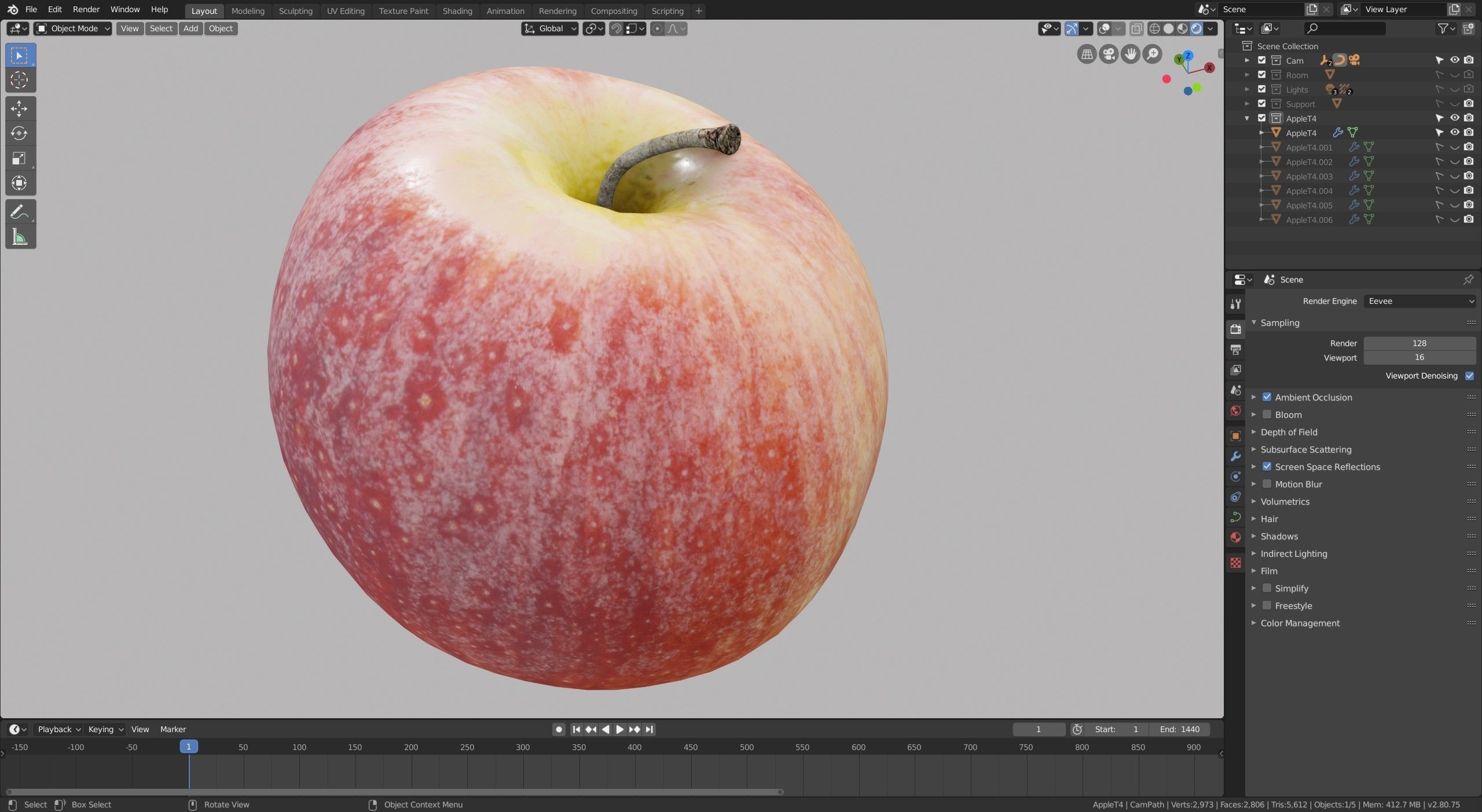 Red Yellow Apple  Free 3D model_6