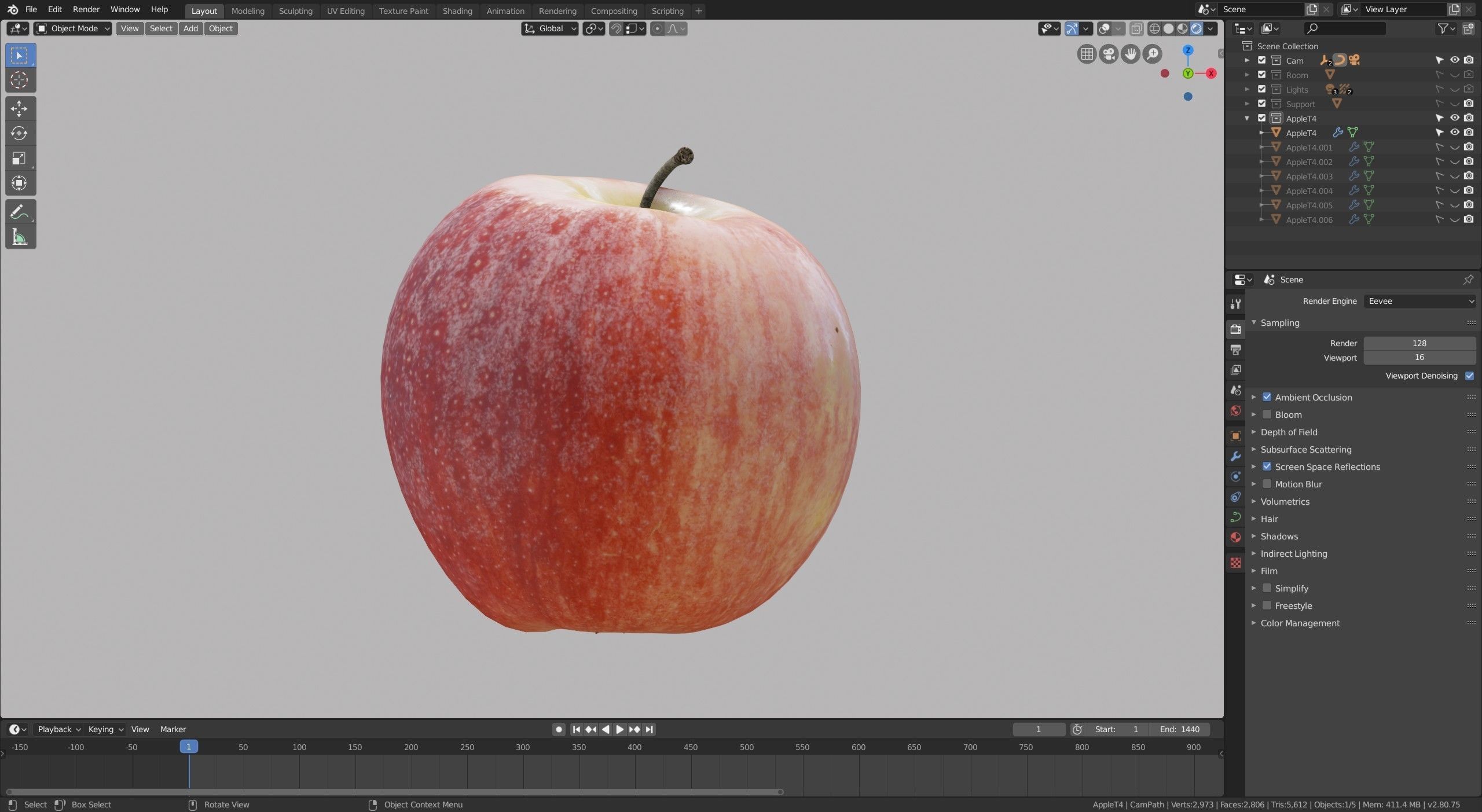 Red Yellow Apple  Free 3D model_3