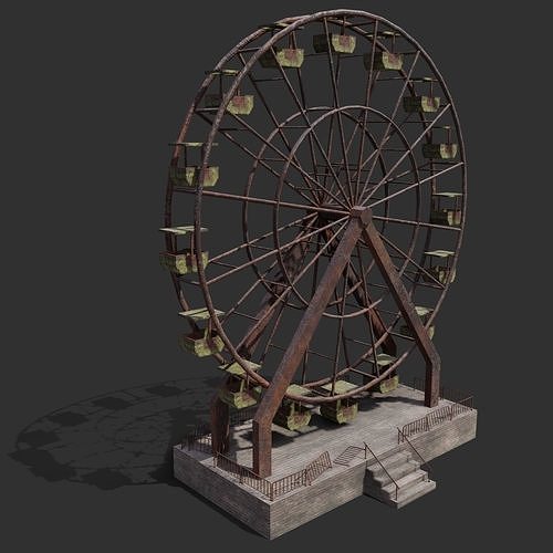Abandoned Ferris Wheel PBR Low-poly 3D model