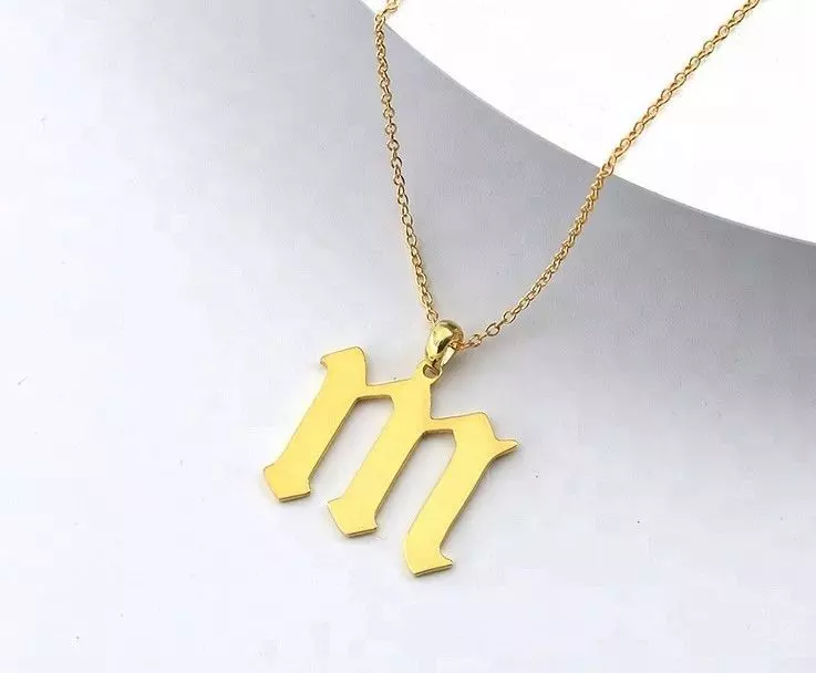 Gothic Alphabets Little M Pendants 3D print model_0