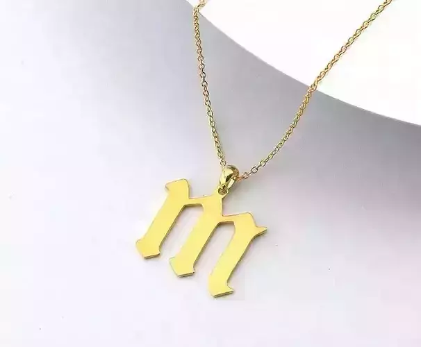 Gothic Alphabets Little M Pendants