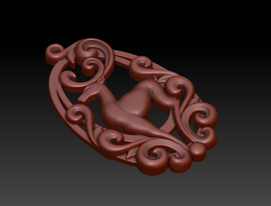 Deer pendant 3D print model_15