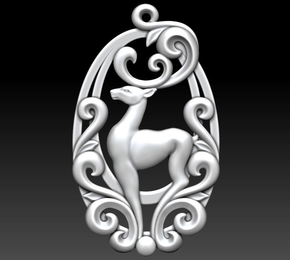 Deer pendant 3D print model_6