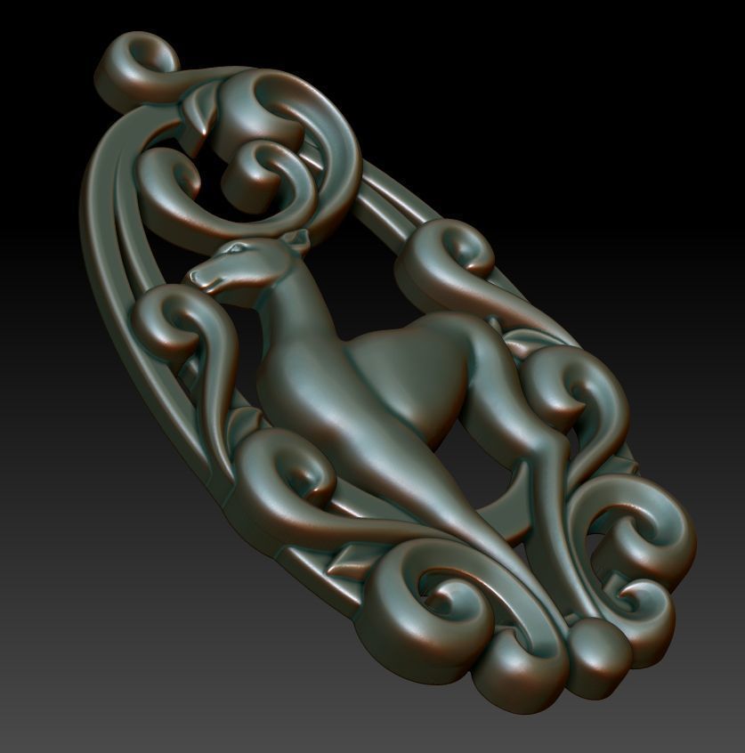 Deer pendant 3D print model_1