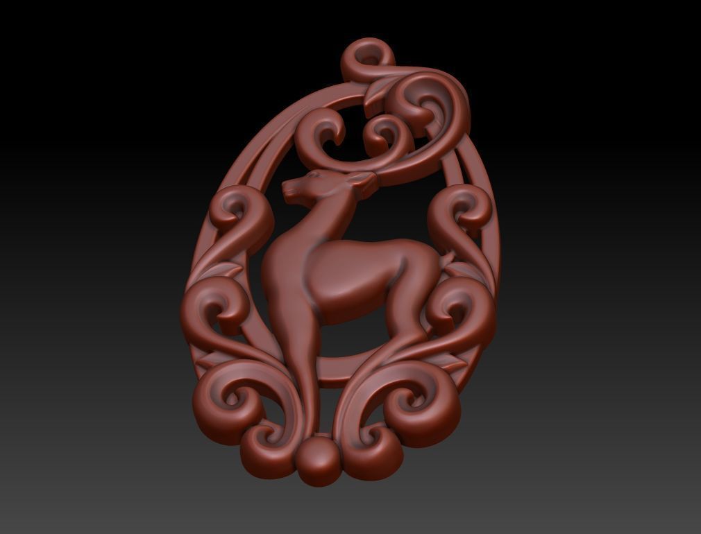 Deer pendant 3D print model_16