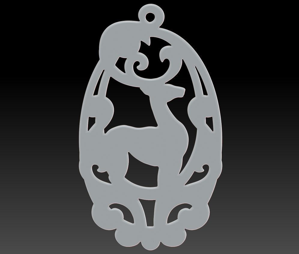 Deer pendant 3D print model_4