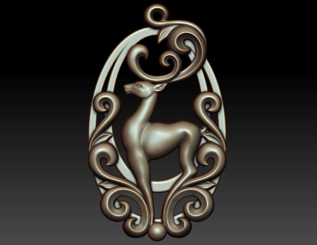 Deer pendant 3D print model_10