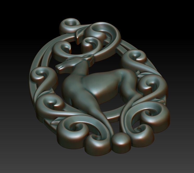 Deer pendant 3D print model_7