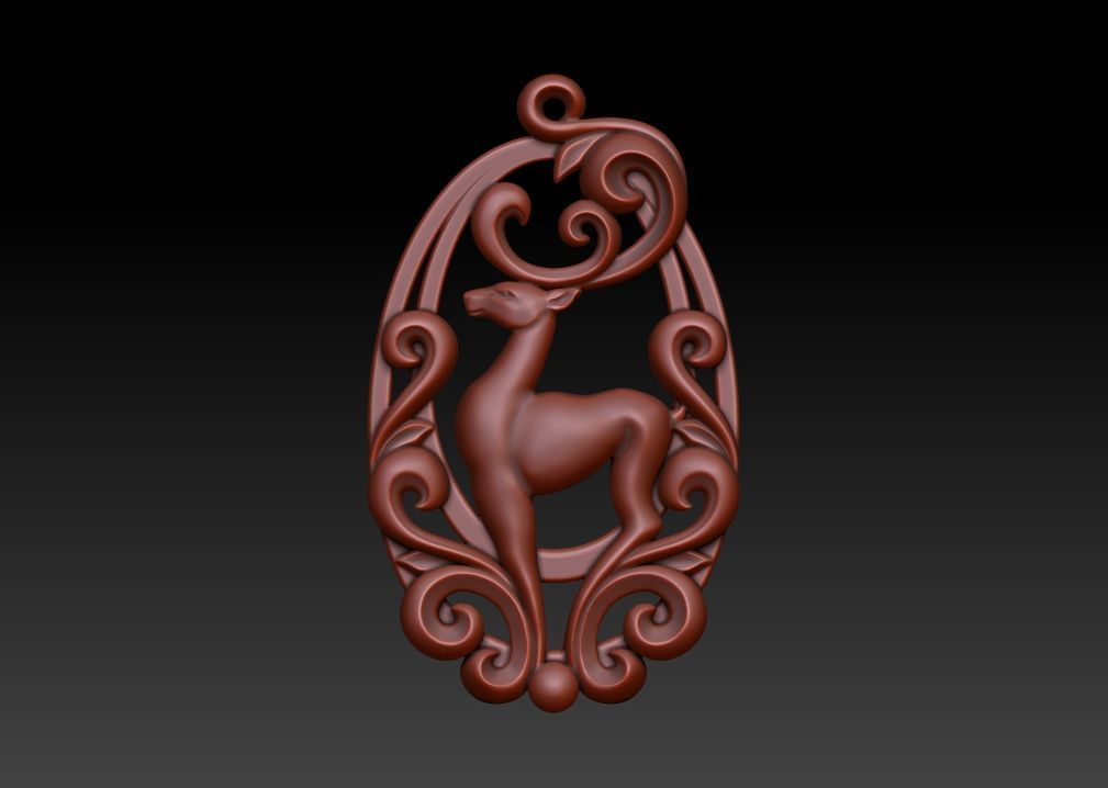 Deer pendant 3D print model_14