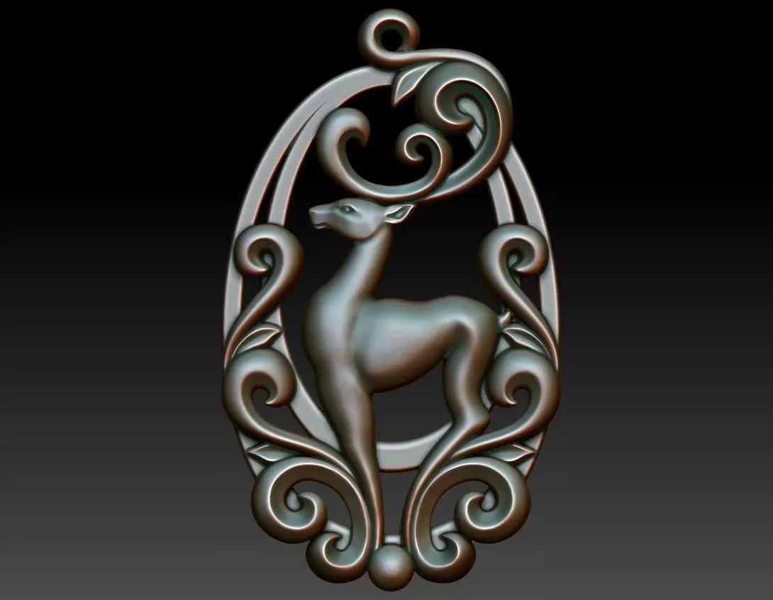Deer pendant 3D print model_0