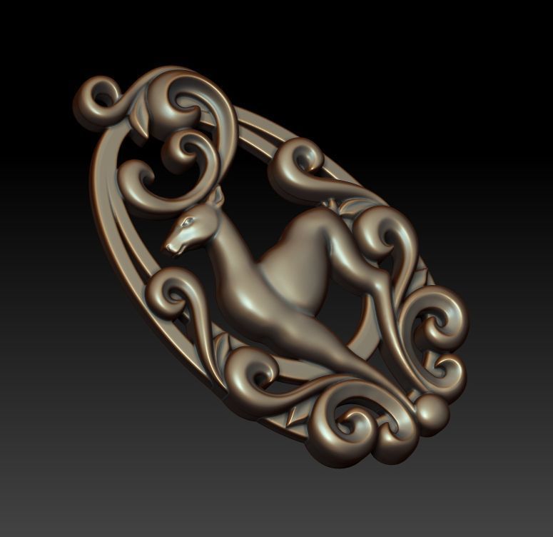 Deer pendant 3D print model_11