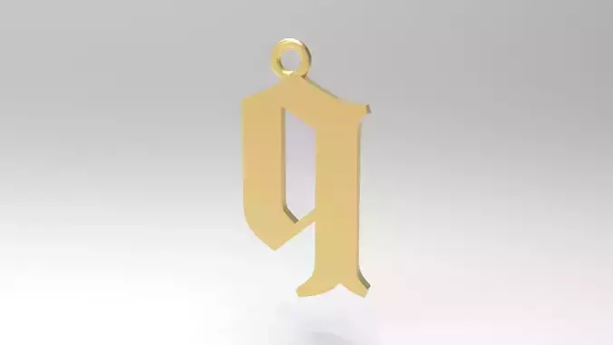 Gothic Alphabets Little Q Pendants