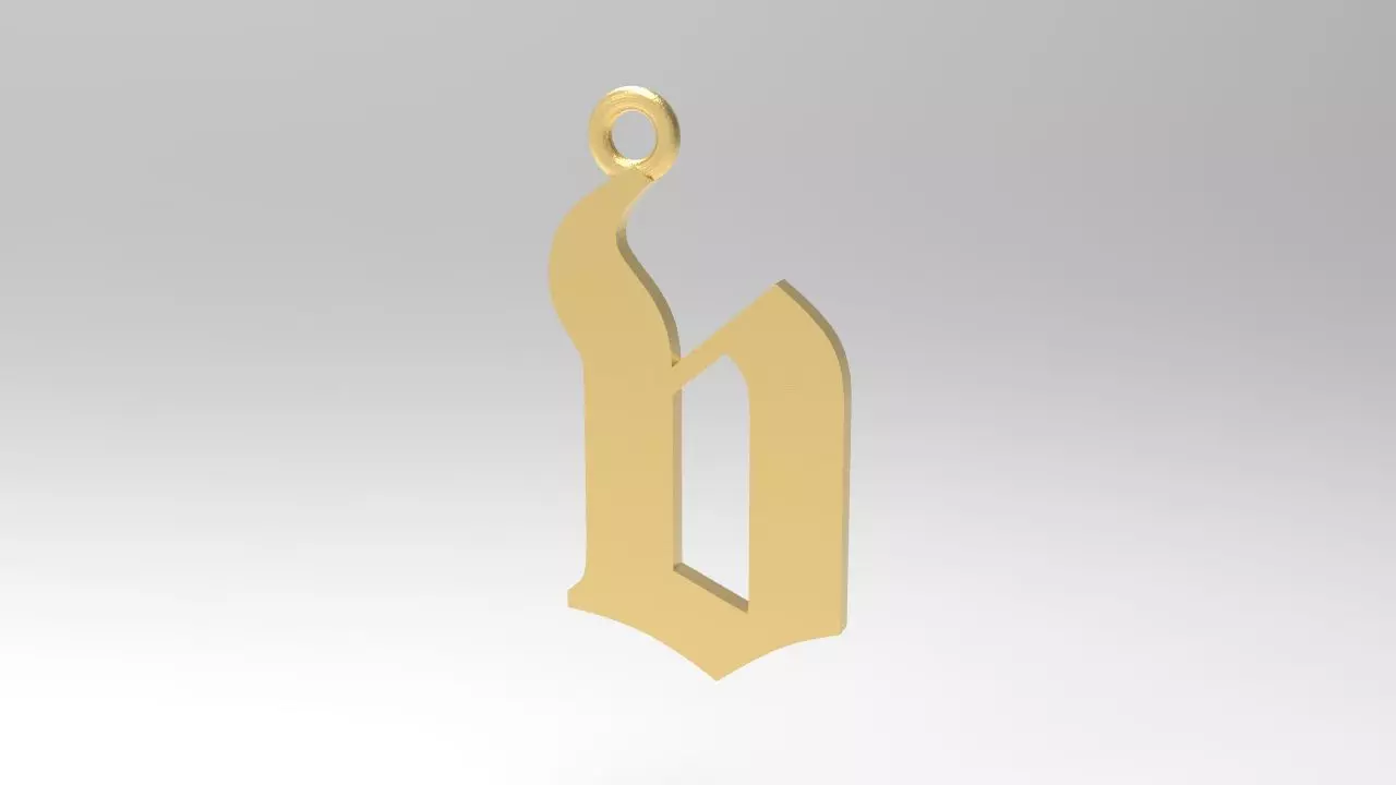 Gothic Alphabets Little V Pendants 3D print model_0