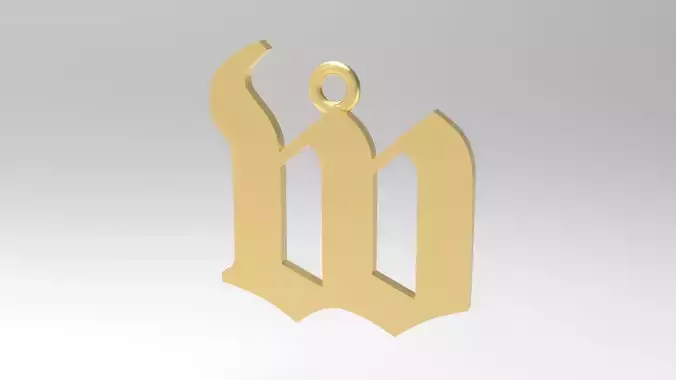 Gothic Alphabets Little W Pendant