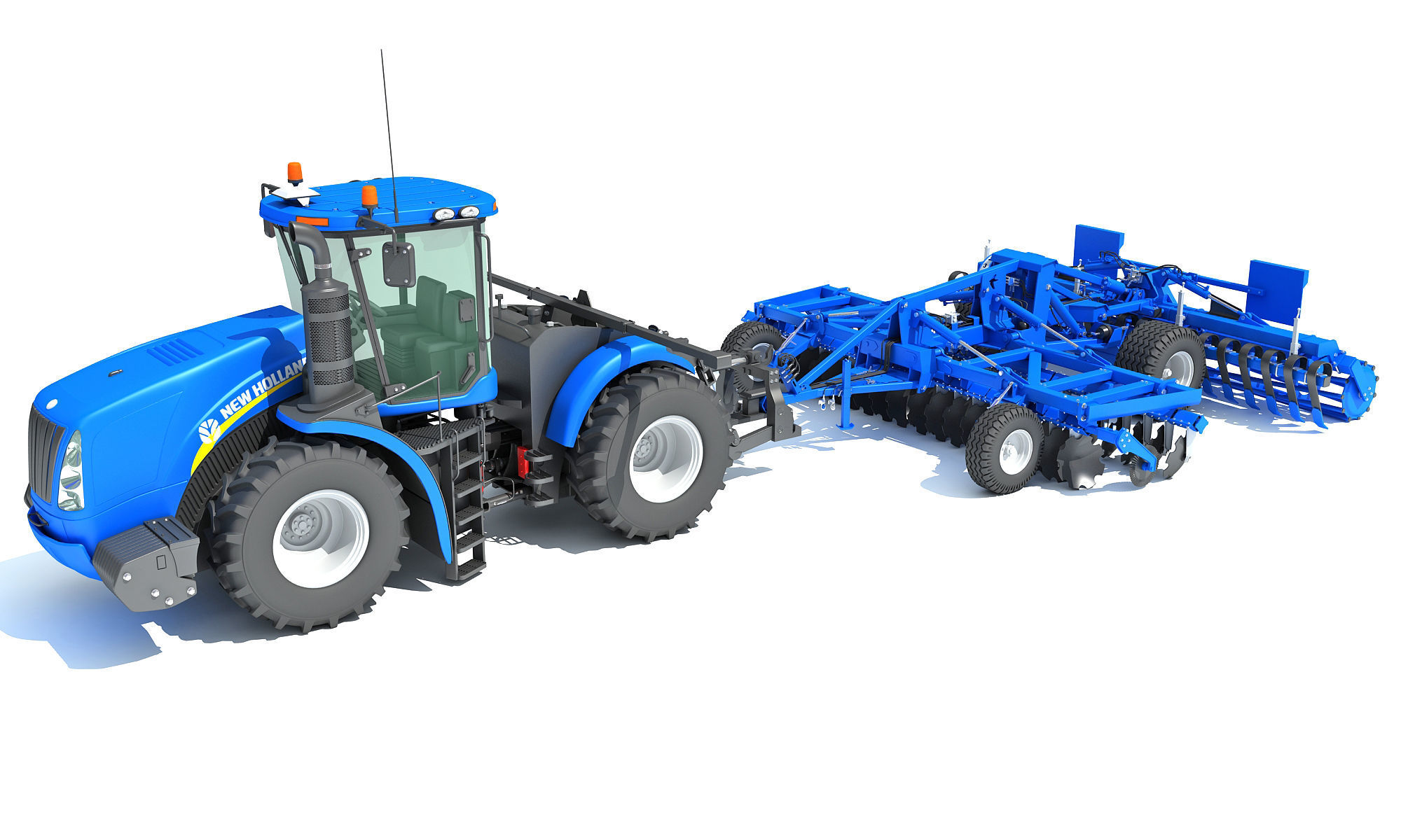 New Holland Tractor with Disc Harrow 3D model_1