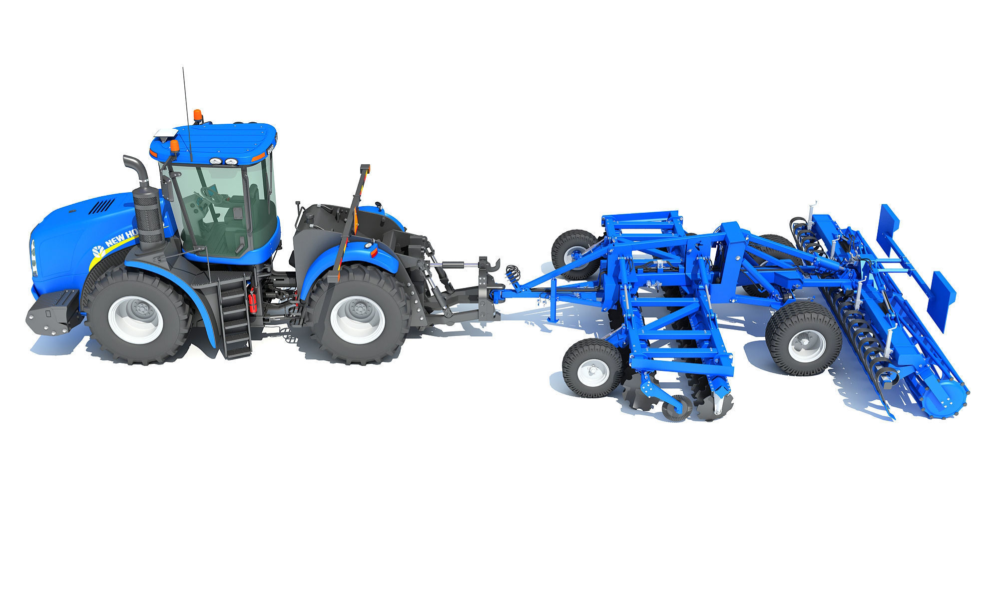 New Holland Tractor with Disc Harrow 3D model_2