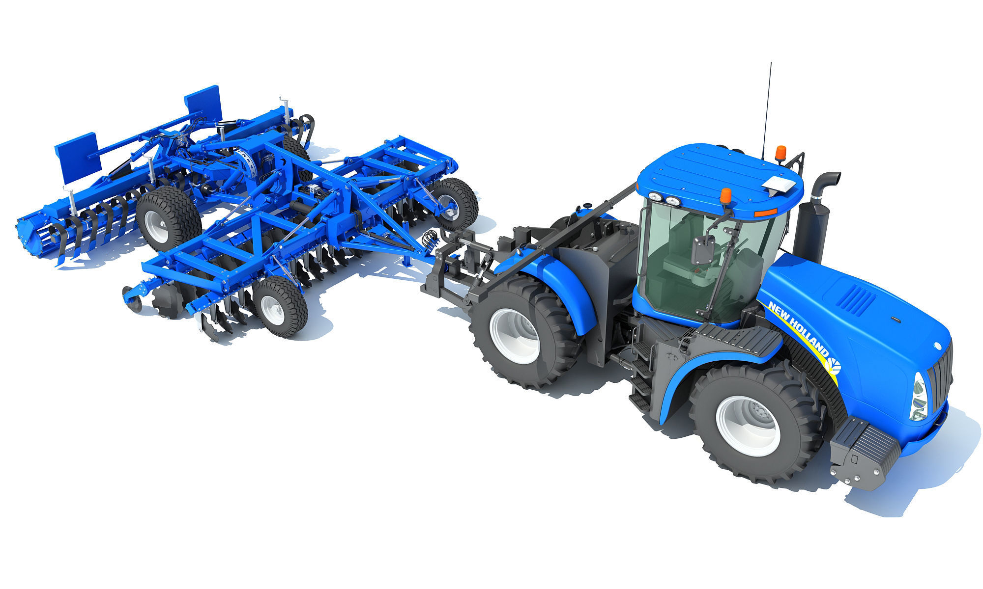 New Holland Tractor with Disc Harrow 3D model_9