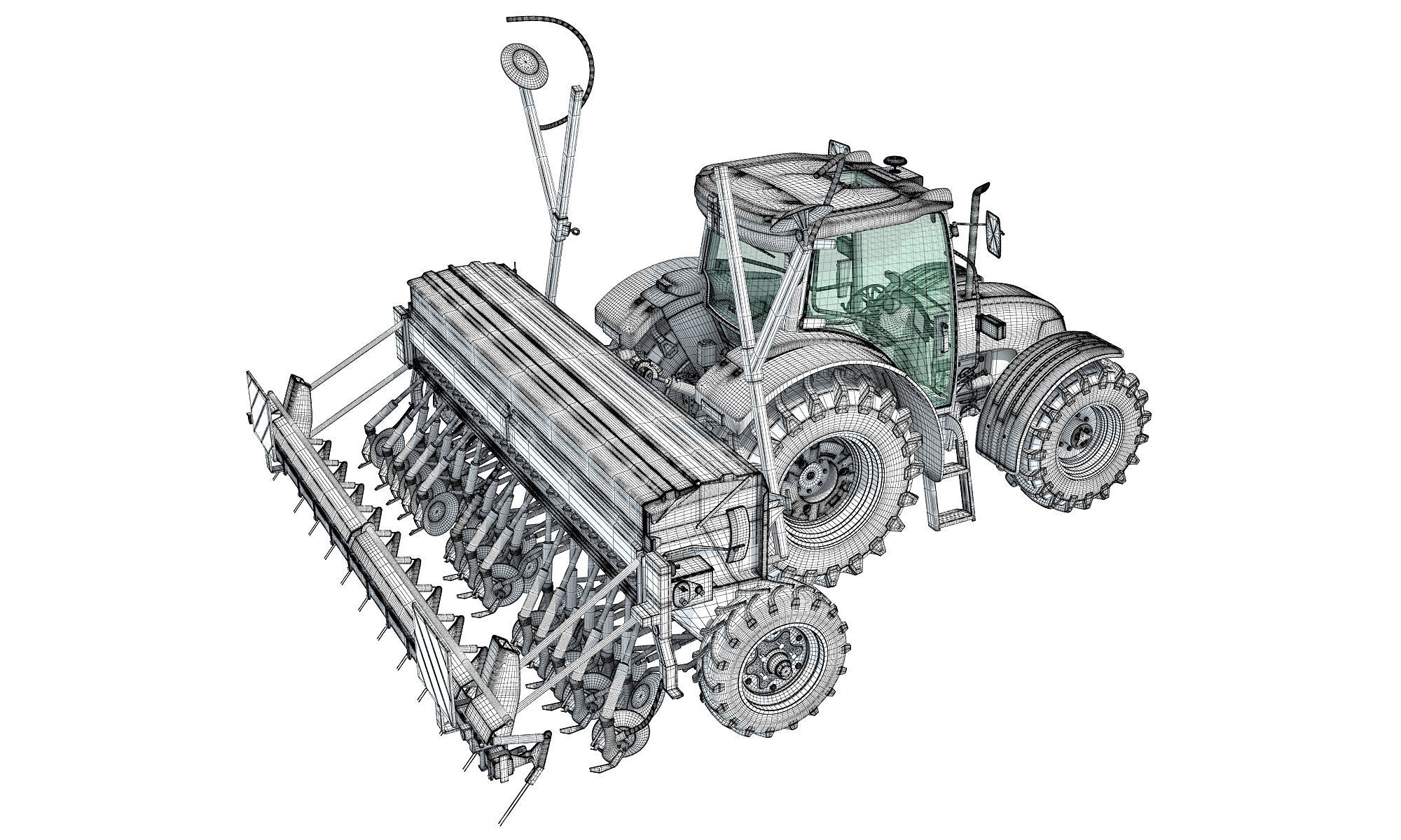Tractor with Seed Drill 3D model_19