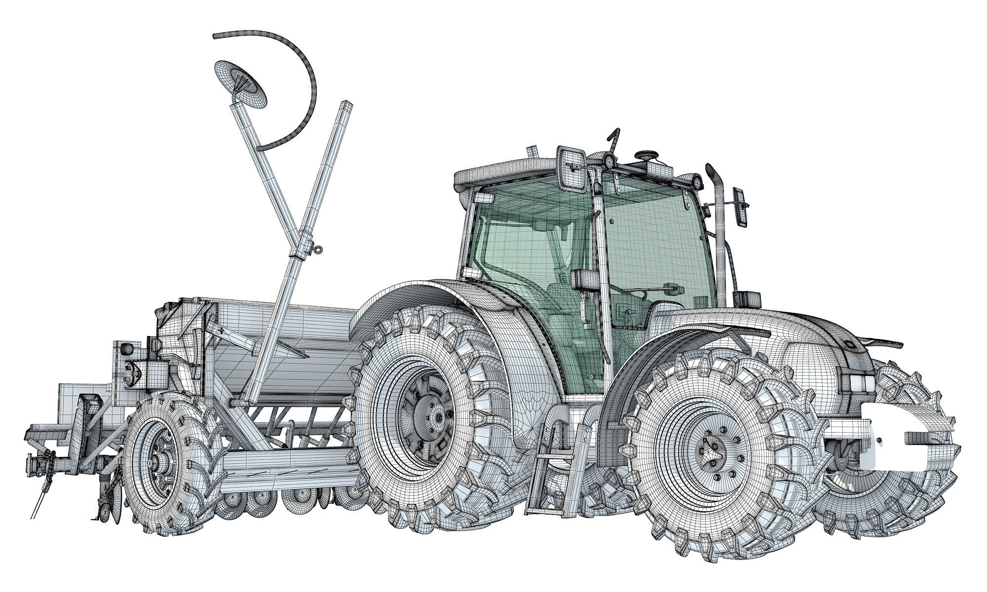 Tractor with Seed Drill 3D model_21
