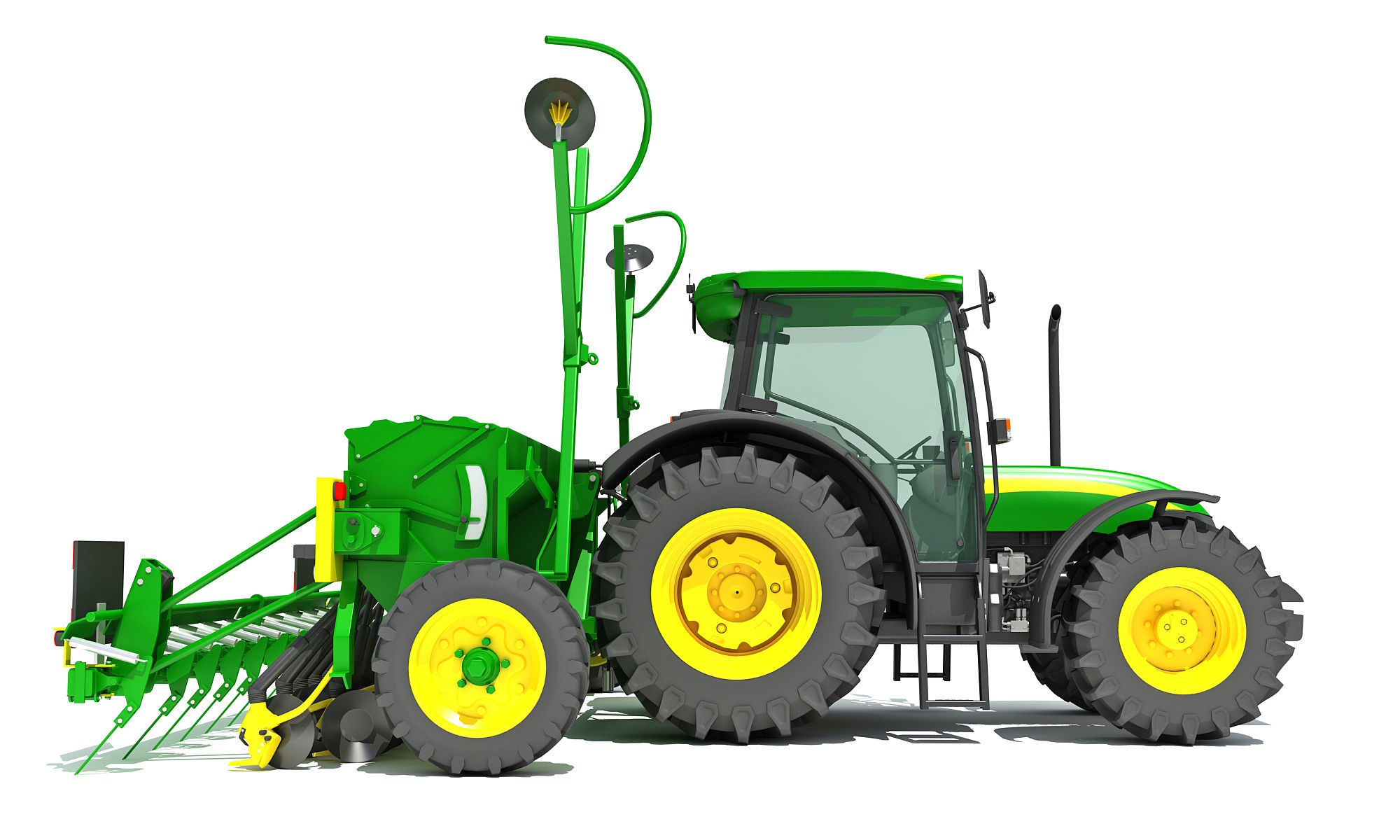 Tractor with Seed Drill 3D model_9