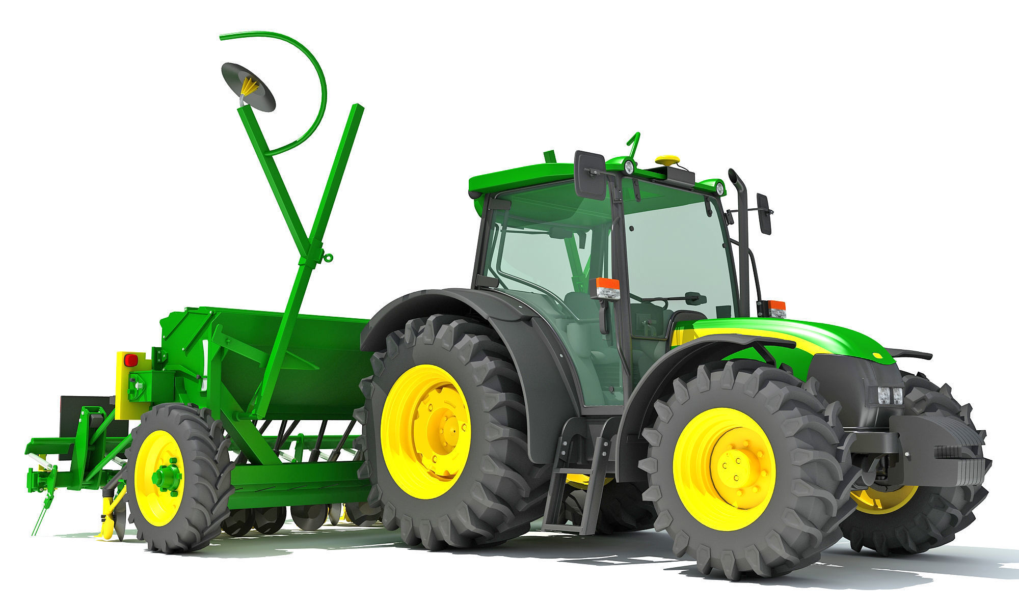 Tractor with Seed Drill 3D model_11