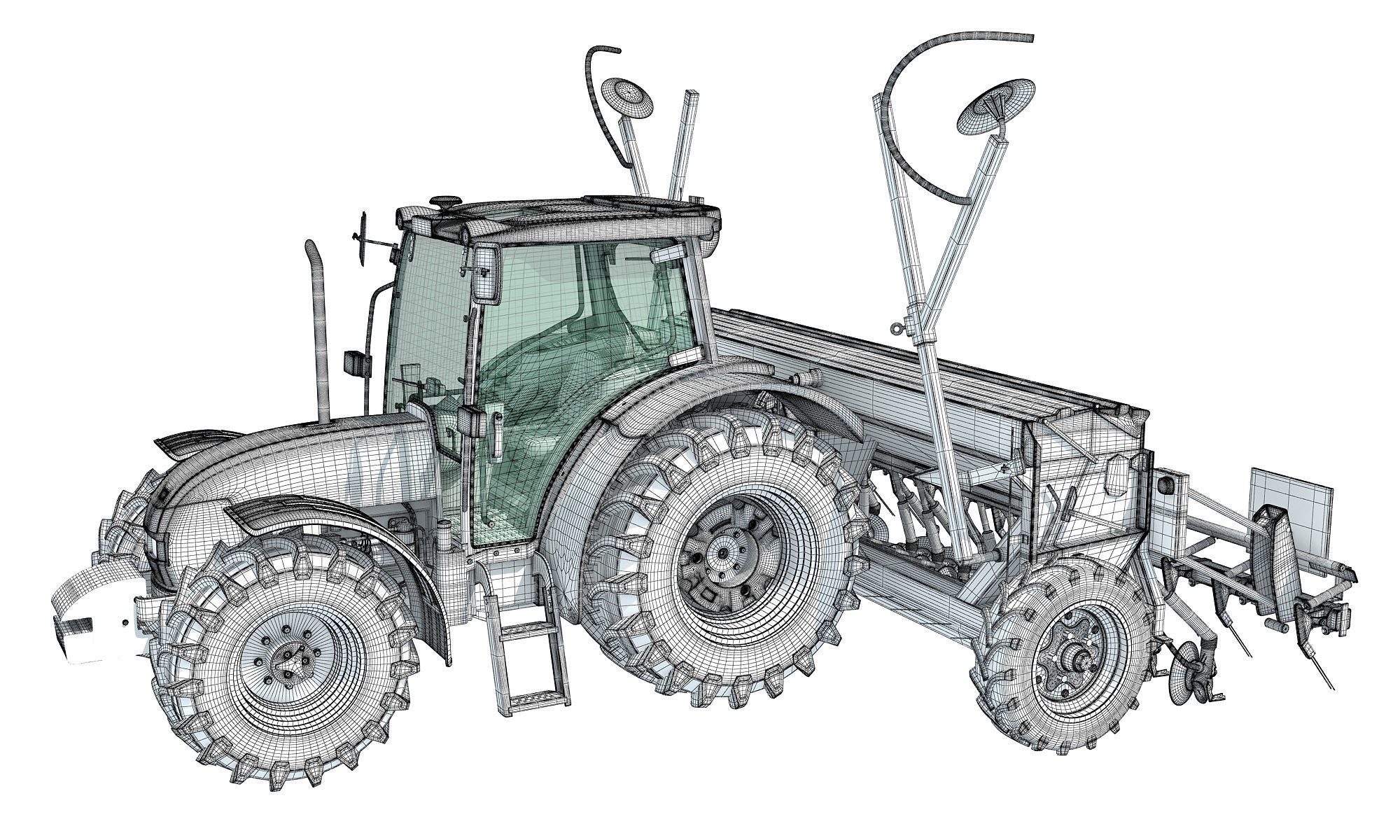Tractor with Seed Drill 3D model_16