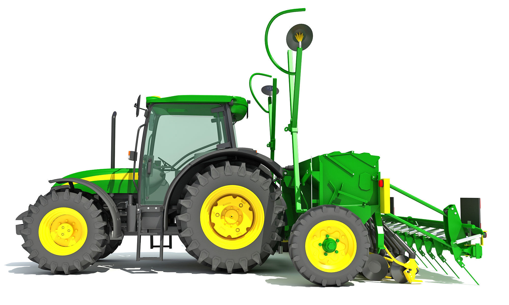 Tractor with Seed Drill 3D model_3