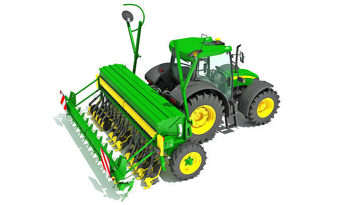 Tractor with Seed Drill 3D model