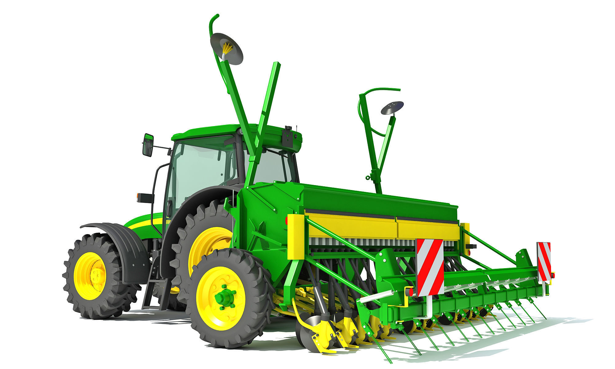 Tractor with Seed Drill 3D model_5